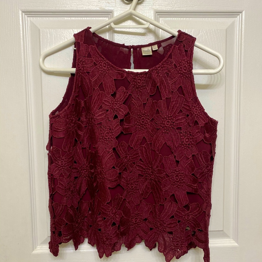 TWIK - Red Lace Top - Small